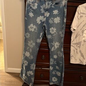 Abercrombie Kids Blue Floral High Rise Jeans